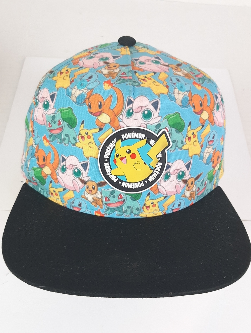🛍Pokemon Youth Size OSFM Snapback Hat Character All Over Black Bill Cap 2024